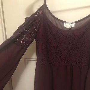 Lace open shoulder top